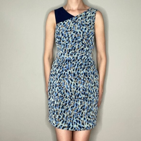Macys Matthew Williamson for Impulse Sleeveless Mini Dress Spotted 6 Blue Taupe - Picture 1 of 12